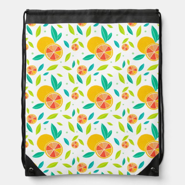 Watercolor Sweet Oranges Pattern Drawstring Bag (Front)