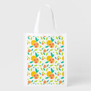 Watercolor Sweet Oranges Pattern Grocery Bag