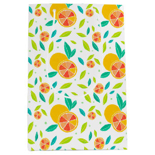 Watercolor Sweet Oranges Pattern Medium Gift Bag