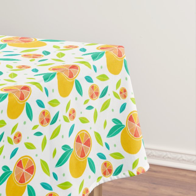 Watercolor Sweet Oranges Pattern Tablecloth (In Situ)
