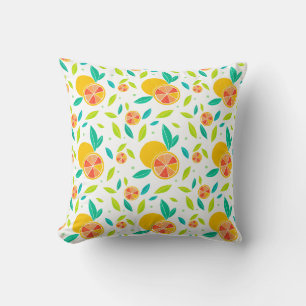 Watercolor Sweet Oranges Pattern Throw Pillow