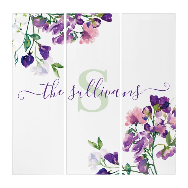 Watercolor Sweet Pea Triptych (Front)