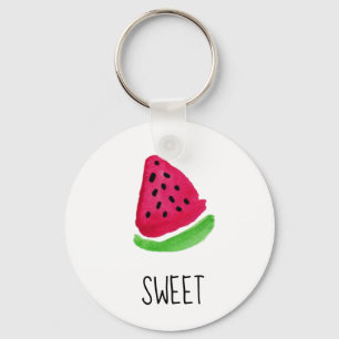 Watercolor Sweet Pink Watermelon Keychain