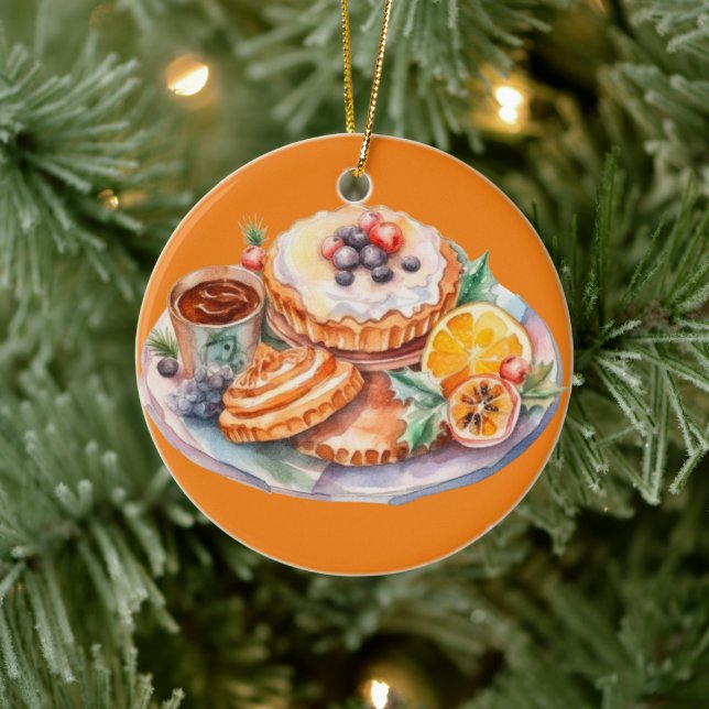 Watercolor Sweet Treats Ceramic Ornament (Tree)