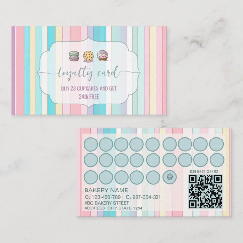 Watercolor sweet treats cupcake Loyalty card