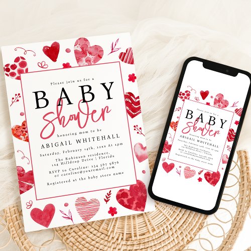 Watercolor Sweetheart Baby shower Invitation