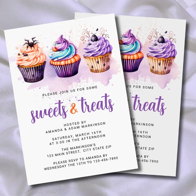 Watercolor Sweets and Treats Halloween Party Invitation (Creator Uploaded)
