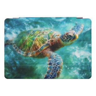 Watercolor Swimming Sea Turtle iPad Pro Cover