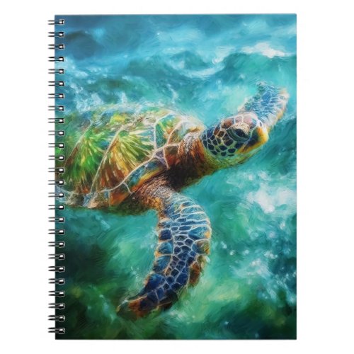 Watercolor Swimming Sea Turtle Notebook