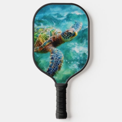 Watercolor Swimming Sea Turtle Pickleball Paddle