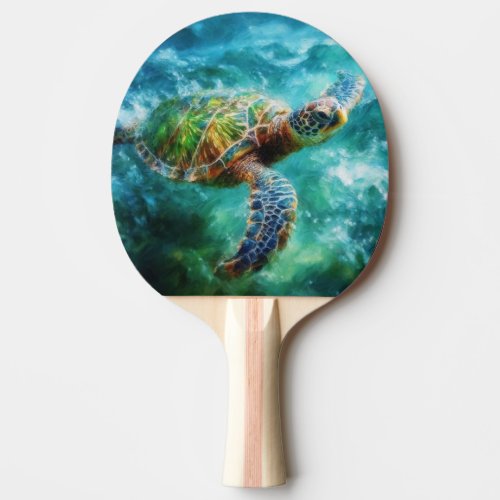 Watercolor Swimming Sea Turtle Ping Pong Paddle