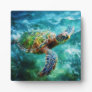 Watercolor Swimming Sea Turtle Plaque