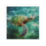 Watercolor Swimming Sea Turtle Wood Wall Art