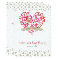 Watercolor Swirl Heart Valentine's Day Party Invitation