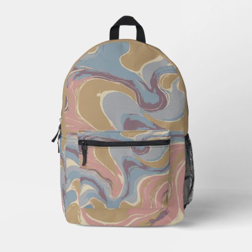 Watercolor Swirling Flowing Pattern Printed Backpack