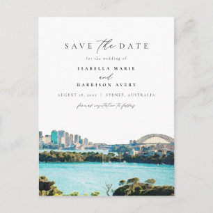 Watercolor Sydney Australia Skyline Destination Postcard