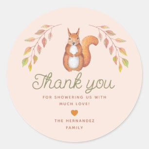 Watercolor Symmetric Fall Theme Baby Shower Classic Round Sticker