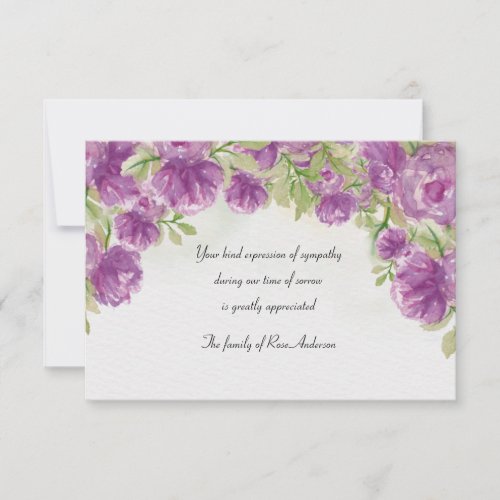 Watercolor Sympathy Thank You Card