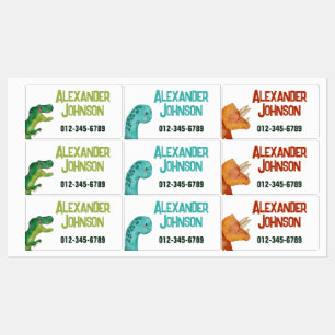 Watercolor T-rex Dinosaur with Custom Kids Name Kids' Labels