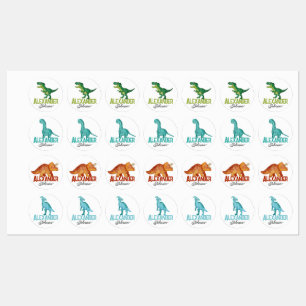 Watercolor T-rex Dinosaur with Custom Name Kids' Labels