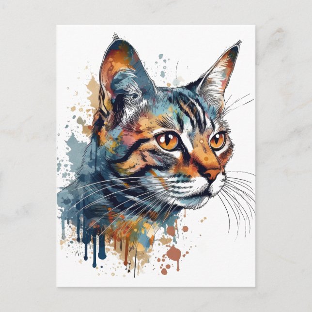 Watercolor tabby postcard (Front)