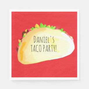 Watercolor Taco Party Birthday Napkins