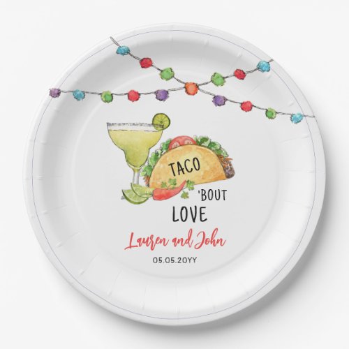 Watercolor Tacos and Margarita Bridal shower  Paper Plates