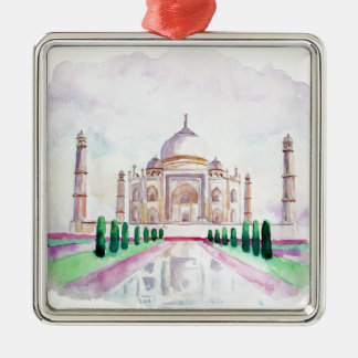 Watercolor Taj Mahal Metal Ornament