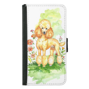Watercolor Tan Poodle Samsung Galaxy S5 Wallet Case