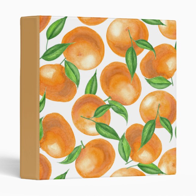 Watercolor tangerines 3 ring binder (Front/Spine)