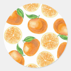Watercolor tangerines classic round sticker