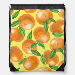 Watercolor tangerines drawstring bag