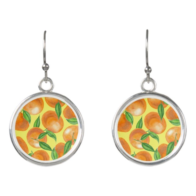 Watercolor tangerines earrings (Front)