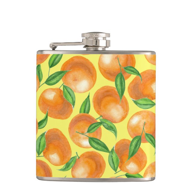 Watercolor tangerines flask (Front)