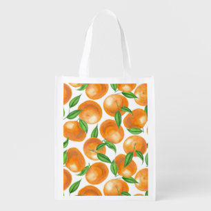 Watercolor tangerines grocery bag