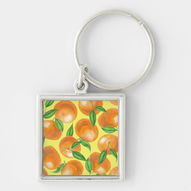 Watercolor tangerines keychain (Front)