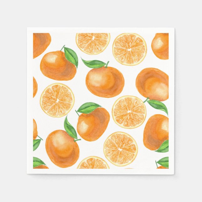 Watercolor tangerines napkins (Front)