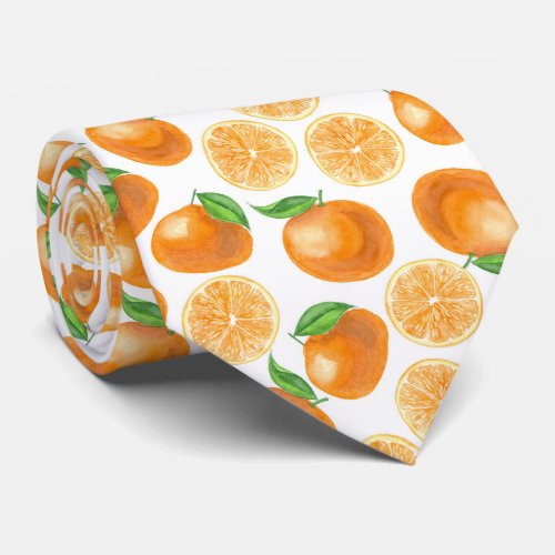 Watercolor tangerines neck tie