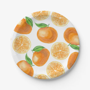 Watercolor tangerines paper plates