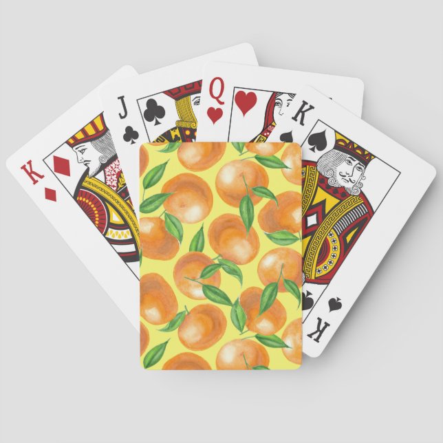 Watercolor tangerines poker cards (Back)