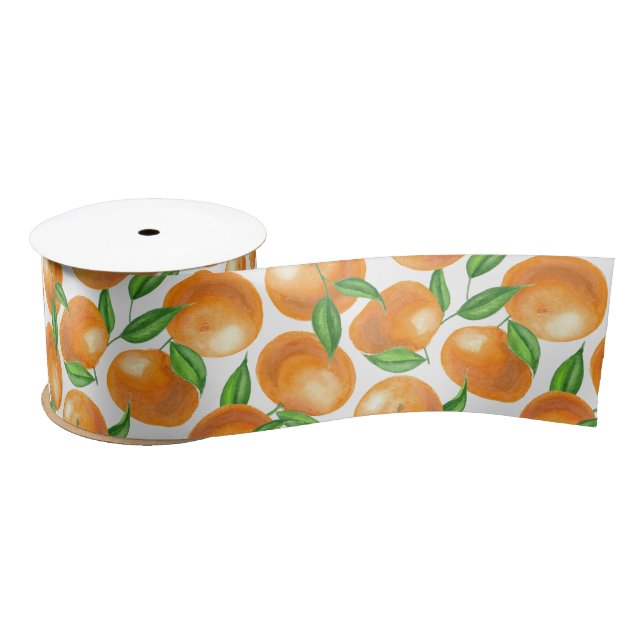 Watercolor tangerines satin ribbon (Spool)
