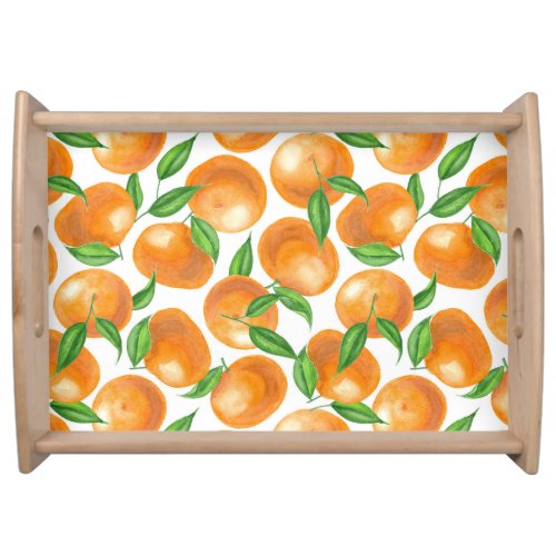Watercolor tangerines serving tray