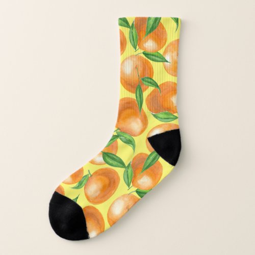 Watercolor tangerines socks