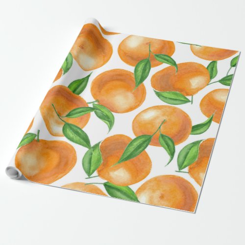 Watercolor tangerines wrapping paper