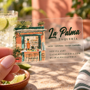 Watercolor Taqueria Storefront Al Pastor Clear Business Cards