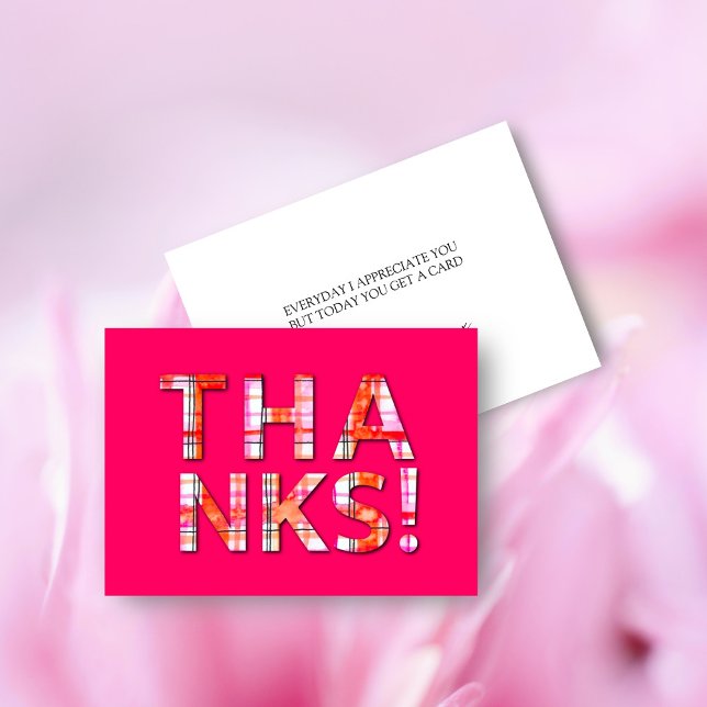 Watercolor Tartan Plaid Pinks  Pattern Thank you (I appreciate you Tartan Thank you card)