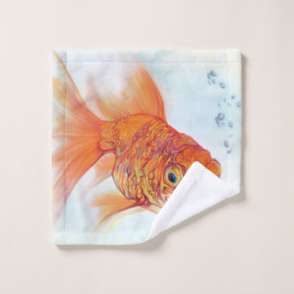 Watercolor & Tattoo Goldfish Washcloth