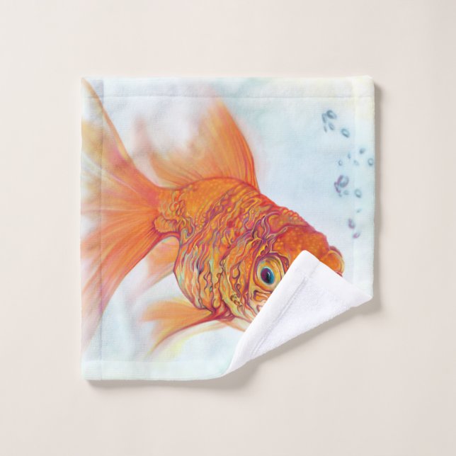 Watercolor & Tattoo Goldfish Washcloth (Wash Cloth)