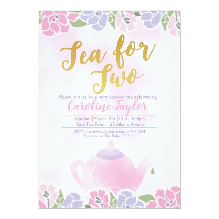 tea for two baby shower invitations