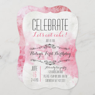 Watercolor Tea Party Birthday Invitation